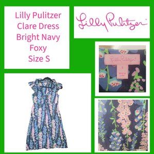 Lilly Pulitzer Clare Dress - Bright Navy Foxy - Size S